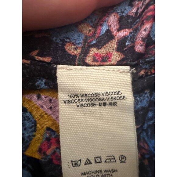 Free People Floral Print Viscose Smocked Off shoulder Top XS Boho Cottage - Picture 5 of 6